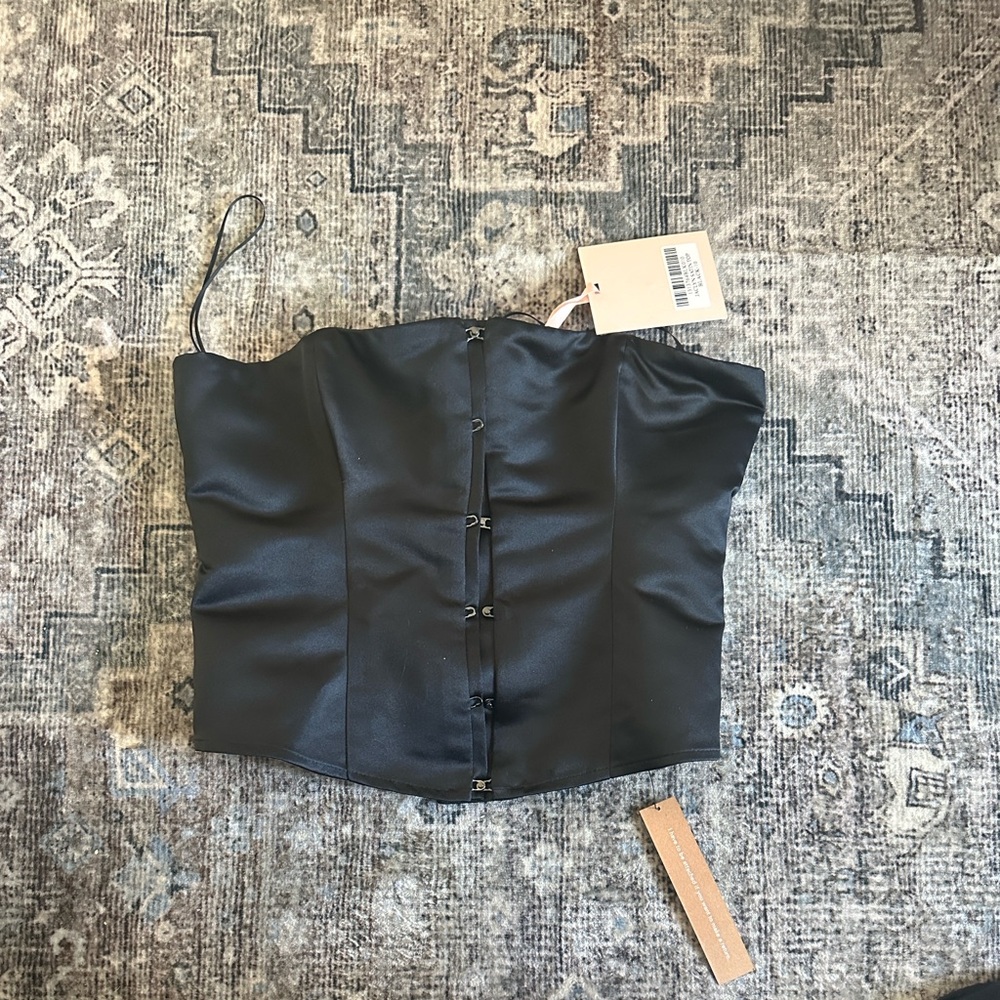 Reformation Black Satin Top, Jaclyn, size 10